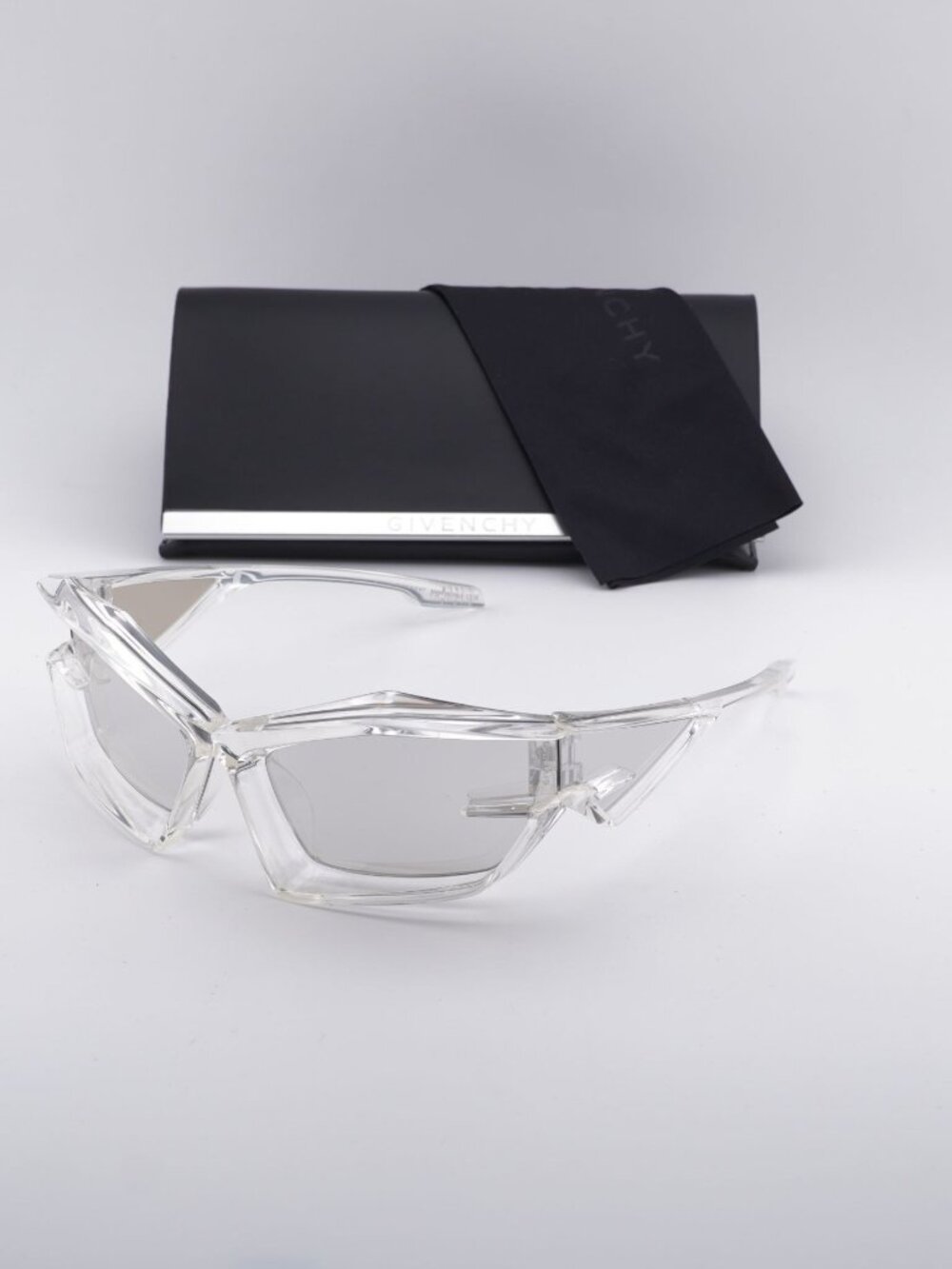 Givenchy GV40049U 26G Geometric Sunglasses - Transparent /Silver Mirror